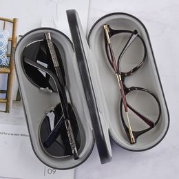 Étuis à lunettes de soleil Étui à lunettes en métal à double couche multifonction de haute qualité pour boîte de support de kit Étui à lunettes de lecture en cuir à double usage 230408