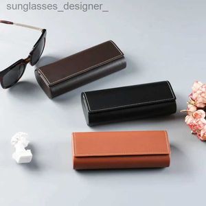 Sunglasses Cases Luxury Myopia Leather Glasses Case Leather Sunglasses Case for Women Eyeglasses Case Sun Glasses Pouch Solid Eyewear AccessoriesL231117