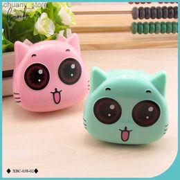 Cas de lunettes de soleil Lymouko Nouvelle qualité Nouveau design Petit chat portable avec miroir Contact Case For Women Gift Lens Box Y240416