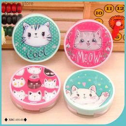 Coupes de lunettes de soleil Lymouko Nouveau design mignon Cuddly Little Cat Portable Container Contact Lenses Box For Kit Women Girl Contact Contact Lens Case Y240416