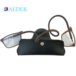 Lunettes de soleil étuis unisexe suspendu cou pliant ensemble boîte portable suspendu boucle de ceinture étui à lunettes en cuir 221119