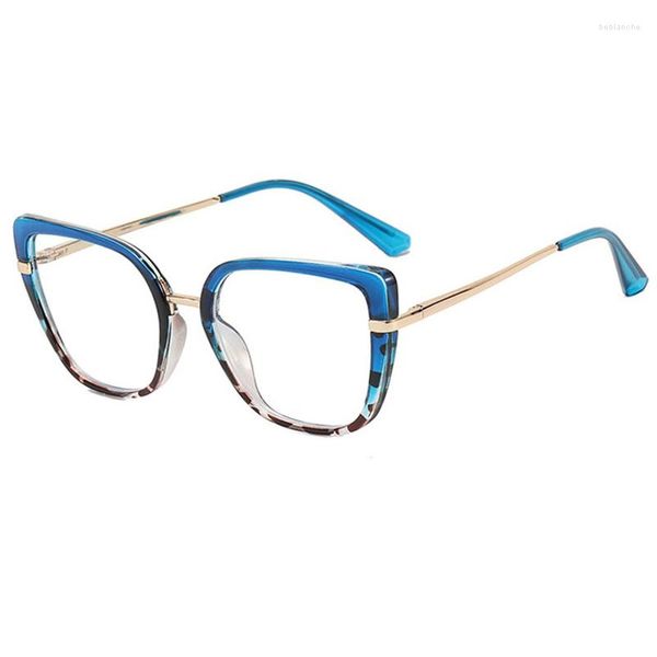 Lunettes de soleil décontracté oeil de chat lunettes femmes TR90 Anti lumière bleue lunettes Vintage lentille claire femme carré oculaire Cateye nuances
