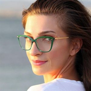 Lunettes de soleil Cat Eye anti-bleu Lunes de blocage Femme Femme Ordinateur Optical Eaplands Clear Frame221S