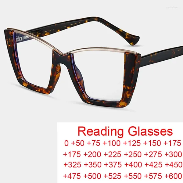 Lunettes de soleil Cat Eye Blue Filtre Lunettes de lecture Femmes HOMMES Leopard Shades Marque Designer Rétro Big Lunettes Optique Lunettes d'ordinateur