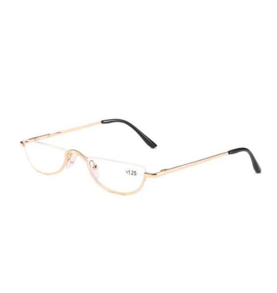 Gafas de sol Cat Eye Reading Gafas Menores Menores de metal Medio marco Presberoplasses Presberoplass Mujeres Semi Rimless Hyperopia Spectacles6756337