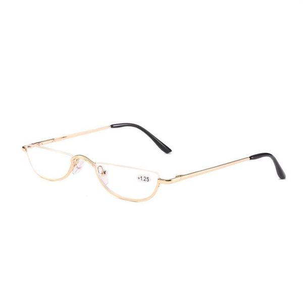 Lunettes de soleil Lunes de lecture des yeux de chat Femmes hommes Metal Half-Frame Eyeglass Presbype Femelle Male Mâle Spectacles Hyperopie Semi-Rimles