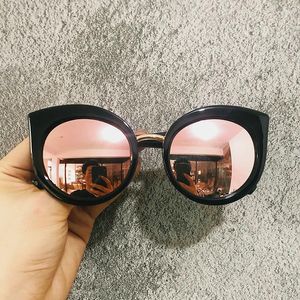 Gafas de sol Ojo de gato Gafas de sol Estilo retro Diseñador de marca Tonos de corazón Lente redonda Espejo Rosa Gafas de sol Hombre Mujer BUENA Calidad