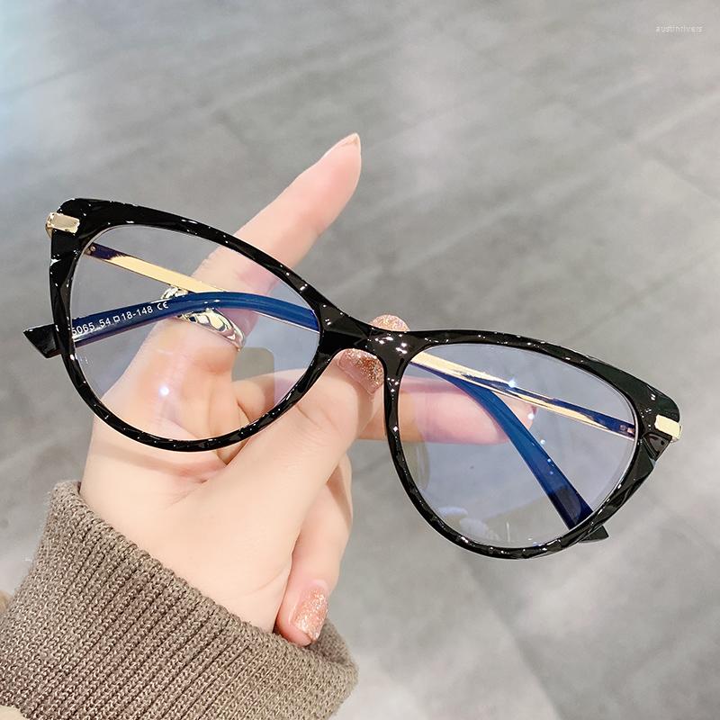 Güneş gözlüğü kedi göz tr90 mavi ışık engelleme gözlükleri moda kadınlar anti -gerinim bilgisayar gözlük çerçeveleri uv berrak lens