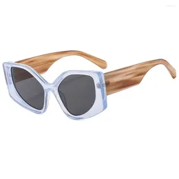 Lunettes de soleil Cat Eye Femmes Vintage Wood Grain Shades Designer Gafas Luxury Female Soleil UV400 Eyewear OCULOS