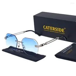 Zonnebril caterside polygonale randloze mannen piloot metalen frame damesglazen strand boodschappen cadeau feest zomerstijl