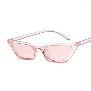 Gafas de sol Cateye Vintage Rojo Rosa Mujer Diseñador de marca Puntos retro Gafas de sol Mujer Superestrella Lady Cat Eye