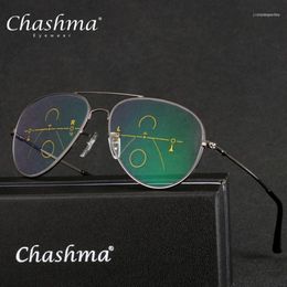 Zonnebrillen Chashma -merk Progressieve multifocale lens Leesglazen Men Presbyopia Hyperopia Bifocal Titanium Oculos de Grau 1 51 194D