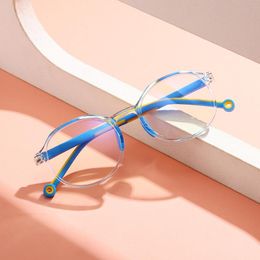 Gafas de sol para niños Gafas de bloqueo de luz azul Niñas Gel de sílice TR90 Marco de anteojos redondos Computadora Teléfono Electrónica Gafas antifatiga