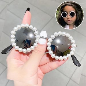 Lunettes de soleil enfants mignons enfants rond perle cadre lunettes de soleil fille bébé lunettes dessin animé lunettes d'extérieur UV400