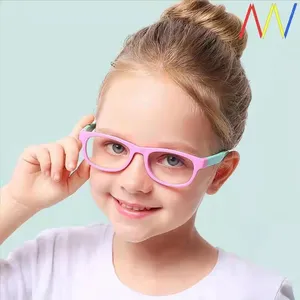 Lunettes de soleil Lunettes anti-bleues pour enfants Lunettes d'ordinateur en silicone pour garçons et filles mignonnes peuvent être équipées de myopie