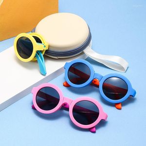 Lunettes de soleil mode enfant pliable cadre rond mignon protection solaire extérieure UV400