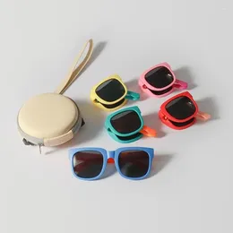 Lunettes de soleil pour enfants pliables polarisées pour garçons filles en plein air Protection UV400 mignon tendance mode couleur bonbon bébé pare-soleil