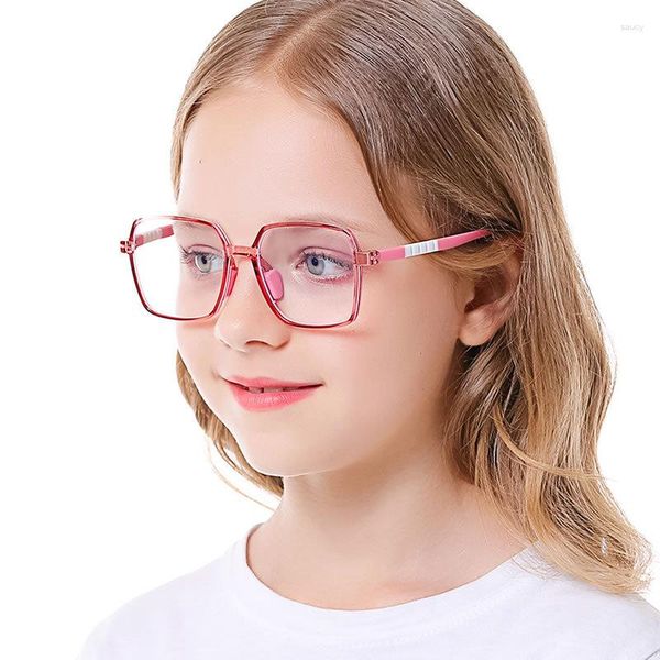 Gafas de sol para niños TR90 Anti-blue Square Soft Glasses Frame Girl Durable Color Plain Boy Eyewear Lindo ordenador decorativo