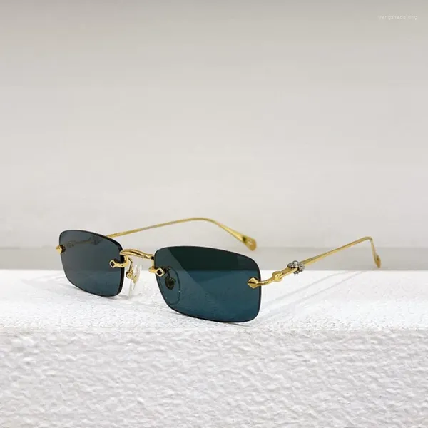 Gafas de sol estilo cromado CH5011 sin montura rectangular pequeña marca diseñador de alta calidad marco de metal pilis gafas de sol mujeres hombres