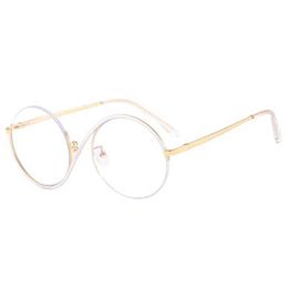 Lunettes de soleil Circular Metal Half-Frame Anti-Blue Police Lunes Optical Fares