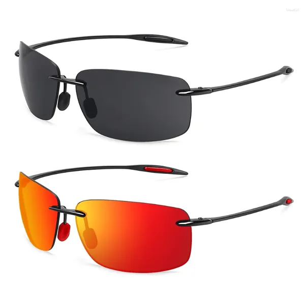 Gafas de sol clásicas sin montura deportes hombres mujeres conducción rectángulo golf ultraligero marco gafas de sol UV400