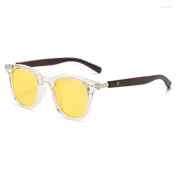 Gafas de sol clásicas cuadradas tendencia vintage remache mujeres para hombres diseño gafas de sol punk leopardo tonos madera grano pierna