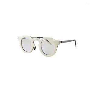 Zonnebril Klassieke superlichte verstelbare titanium metalen ronde dunne hoorn gelaagde leesbril Brillen Brillenframe