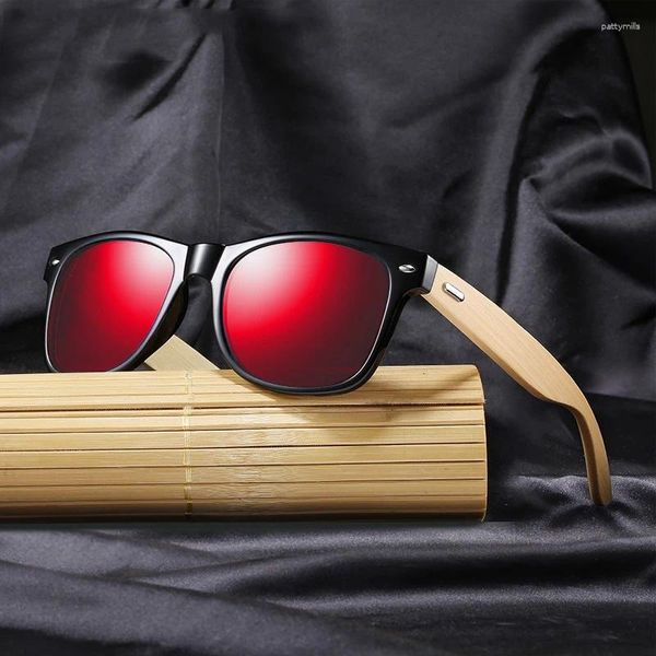 Lunettes de soleil classiques en bois de bambou pour hommes et femmes, polarisées UV400, Vintage, pour la conduite, noires, lunettes de pêche