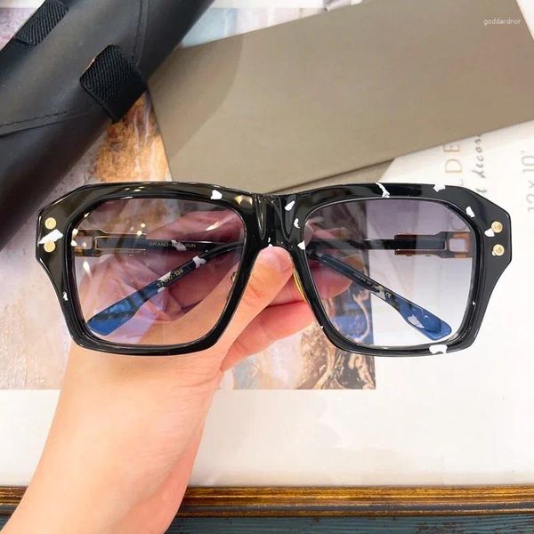 Lunettes de soleil classiques fantaisie acétate mental irrégulier cadre carré haut-trou hommes femmes lunettes de créateur UV400 Gafas