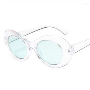 Zonnebril helder groen ronde mode vrouwen en mannen plastic retro gele bril UV400