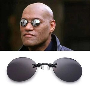 Lunettes de soleil à Clip sur le nez, rondes sans bords, Matrix Morpheus, Mini lunettes Vintage sans cadre pour hommes, UV400L231218