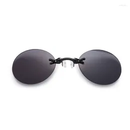 Zonnebril Clip Op Neus Ronde Man Vrouw Frameloos Ontwerp Mini Vintage Zonnebril Mannelijke Vrouwelijke Modemerk Randloze Brillen