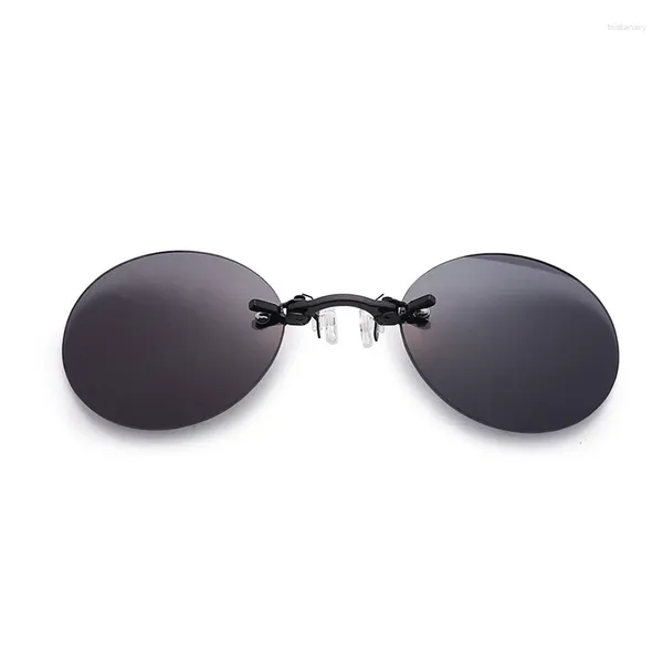 Gafas de sol con clip en la nariz redonda para hombre y mujer, diseño sin marco, Mini gafas de sol Vintage, gafas sin montura de marca de moda para hombre y mujer