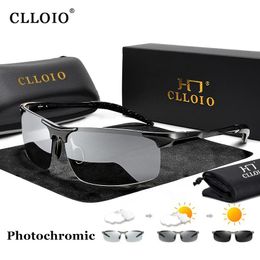 Lunettes de soleil Clloio aluminium photochromique lunettes de soleil hommes polarisées jour nuit conduite caméléon lunettes antireflet changement couleur lunettes de soleil Uv