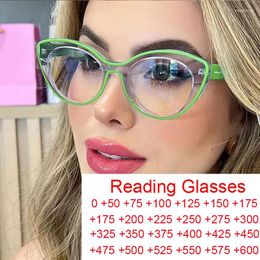Lunettes de soleil colorées ajourées, monture œil de chat, lunettes de lecture, mode femmes ultralégères, lunettes d'ordinateur Anti lumière bleue 2
