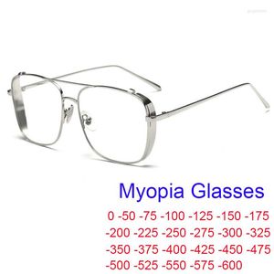 Zonnebril Computer Blauw Blokkeren Licht Bijziendheid Bril Mannen Vrouwen Vintage Metalen Dubbele Brug Vierkante Brillen Frame Recept