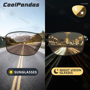 Lunettes de soleil CoolPandas Anti-éblouissement hommes polarisées pochromiques jour lunettes de Vision nocturne pour lunettes de conduite Zonnebril Heren