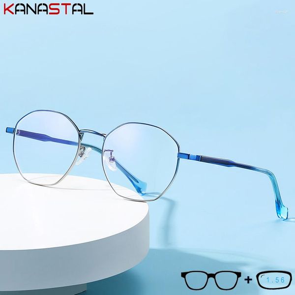 Lunettes de soleil CR39 Lentilles Bleu Light Blocking Lunettes de lecture Hommes Femmes Prescription Optique Myopie Presbyte Lunettes Métal Lunettes Cadre