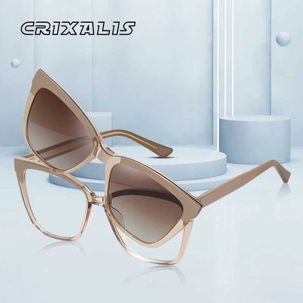 Gafas de sol CRIXALIS Clip polarizado en gafas de sol para mujer Gafas de moda anti luz azul Gafas de sol tipo ojo de gato vintage para mujer UV400 YQ240120