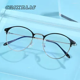 Lunettes de soleil CRIXALIS rondes anti-lumière bleue lunettes hommes femmes ordinateur lunettes pour homme ultraléger alliage optique lunettes montures femme UV400