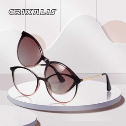 Óculos de sol CRIXALIS Round Magnetic Clip-on Trend Polarized Sunglasses For Women 2023 Luxury Optical Computer Glasses Frames Ladies UV400 G230131