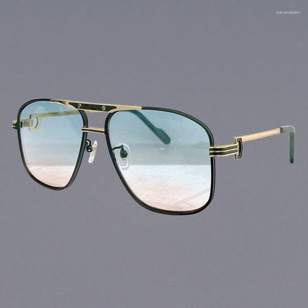 Lunettes de soleil CT0420S carré pilote Style femme luxe alliage lunettes à la mode Double pont évider lunettes de soleil pour hommes UV400