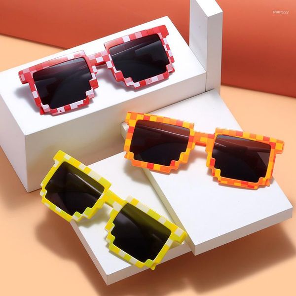 Lunettes de soleil mignonnes et drôles mosaïque de bloc de construction pour hommes femmes lunettes personnalisées universelles tendance multicolore
