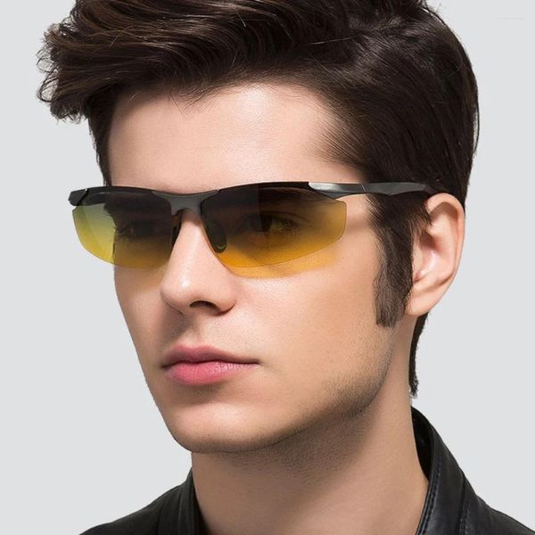 Lunettes de soleil Dearmiliu Brand Brand Aluminium Polarisé Day Night Driver Sun Glasse HD Male pour hommes ACCESSOIRES DES COYAUX UV400