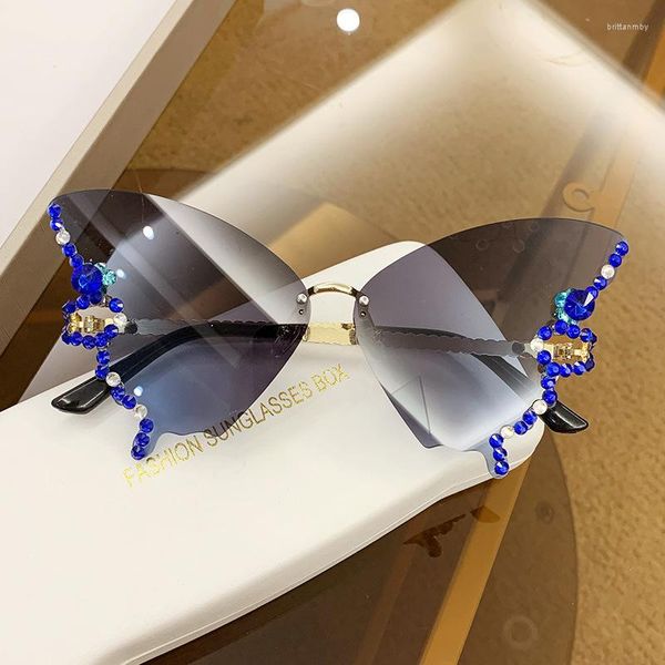Lunettes De Soleil Design Diamant Papillon Vintage Femmes Lunettes De Soleil Dames UV400 Rétro Hip Hop Cool Gafas De Sol