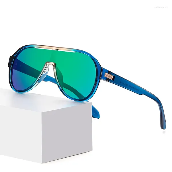 Lunettes de soleil Design One Piece Big Wrap Forme Polarisée Femmes Hommes Sport Bouclier Lunettes Surdimensionné Cadre Soleil