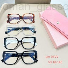 Lunettes de soleil Designer 2023 Mode Miu Family 06V Nouvelles lunettes carrées anti-lumière bleue pour femmes 0JLS