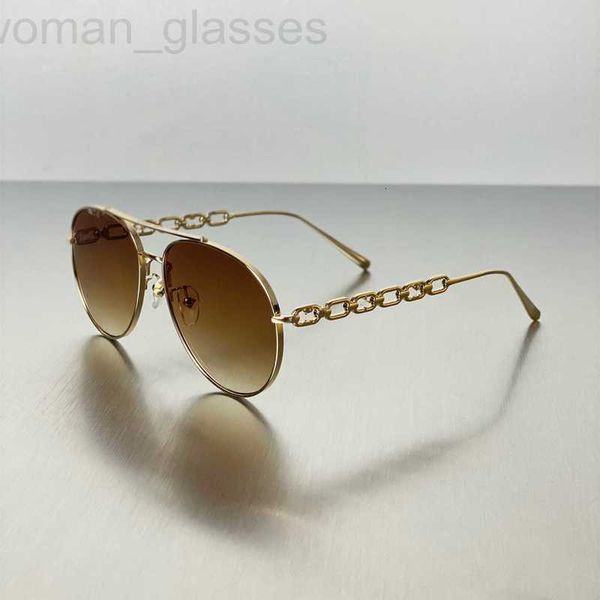 Gafas de sol del diseñador Liu Yifei, las mismas gafas de sol color canela, cadena piloto de versión alta, flor vieja, resistente a los rayos UV TQKH