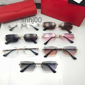 GuccSunglasses Diseñador para hombre Gafas rectangulares Anteojos Moderno Marco para mujer sin marco 24k Brazos chapados en oro Luz simple y cómoda Su Kqfk G7