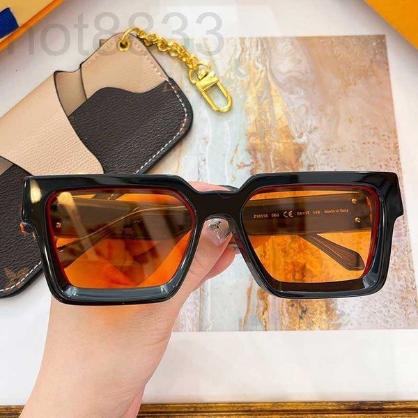 Lunettes de soleil Designer Hommes Femmes Millionaire Classique Cadre Noir Lentilles Orange Loisirs Club Lunettes De Conduite Anti Uv400 avec Boîte D'origine 0FWC